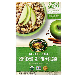 Nature's Path, Biologische glutenvrije instant havermout, gekruide appel + lijnzaad, 8 zakjes, 320 g