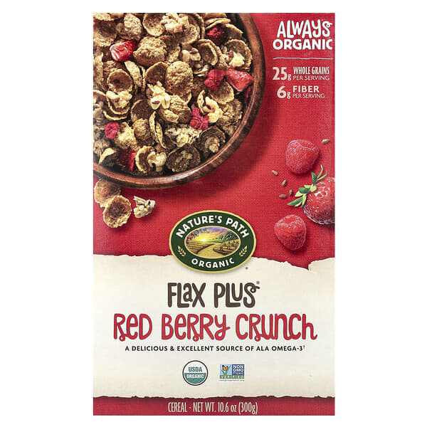 Nature's Path, Cereal Organic Flax Plus®, Cereal crujiente de frutos rojos, 300 g (10,6 oz)
