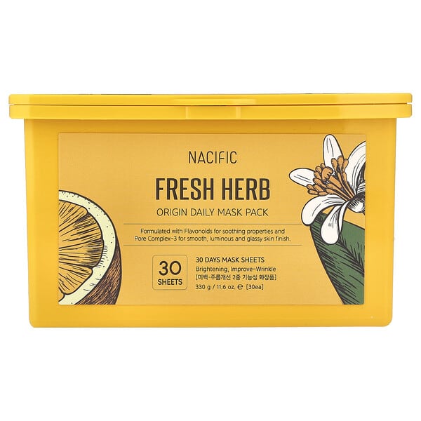 Nacific, 프레시 허브, 오리진 데일리 뷰티 마스크팩, 시트 마스크 30장, 330g(11.6oz)