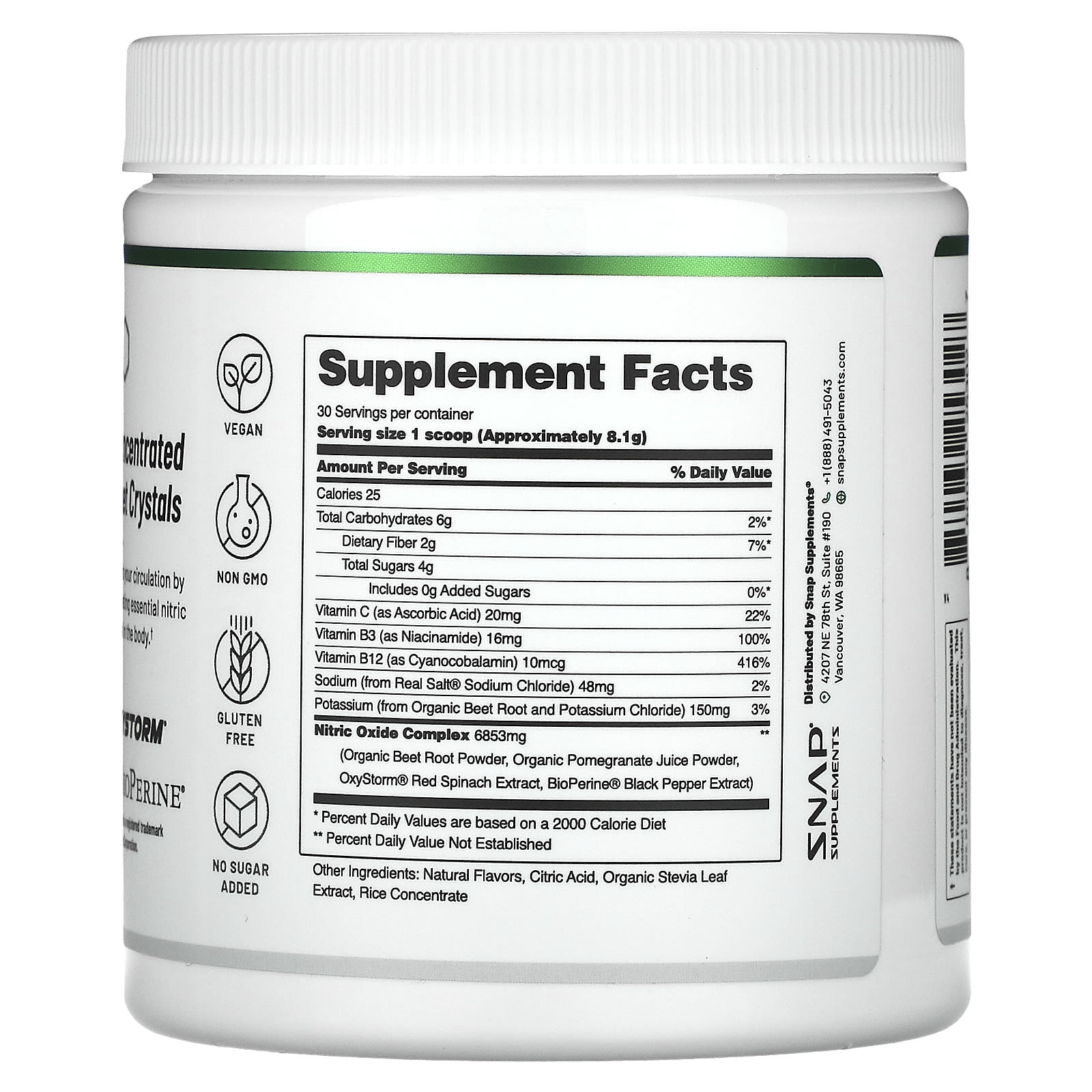 Snap Supplements, Nitric Oxide, Organic Beets, Apple, 8.8 oz (250 g)