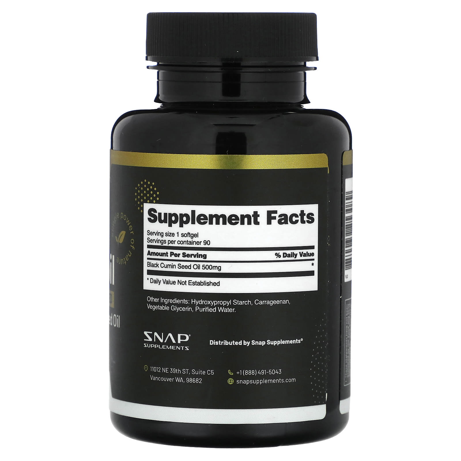 Snap Supplements, Black Seed Oil, 90 Softgel Capsules