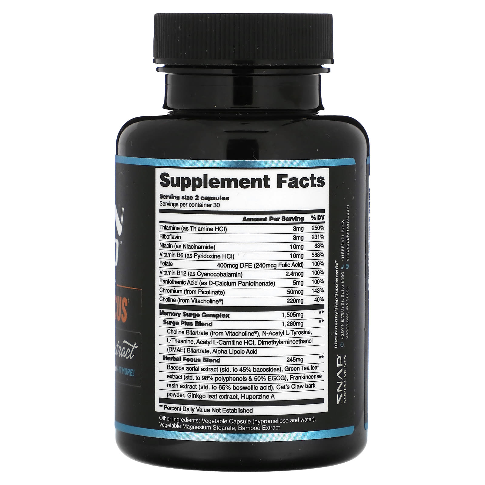 Snap Supplements, Brain Food, Bacopa Extract , 60 Capsules