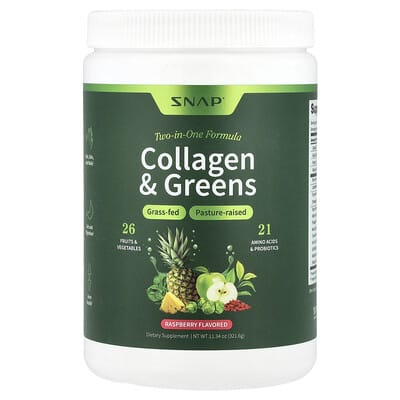 Snap Supplements, Collagen + Leafy Greens, Raspberry, 11.34 oz (321.6 g)