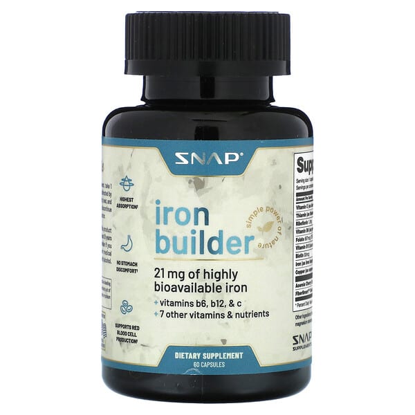 Snap Supplements, Iron Builder, 캡슐 60정