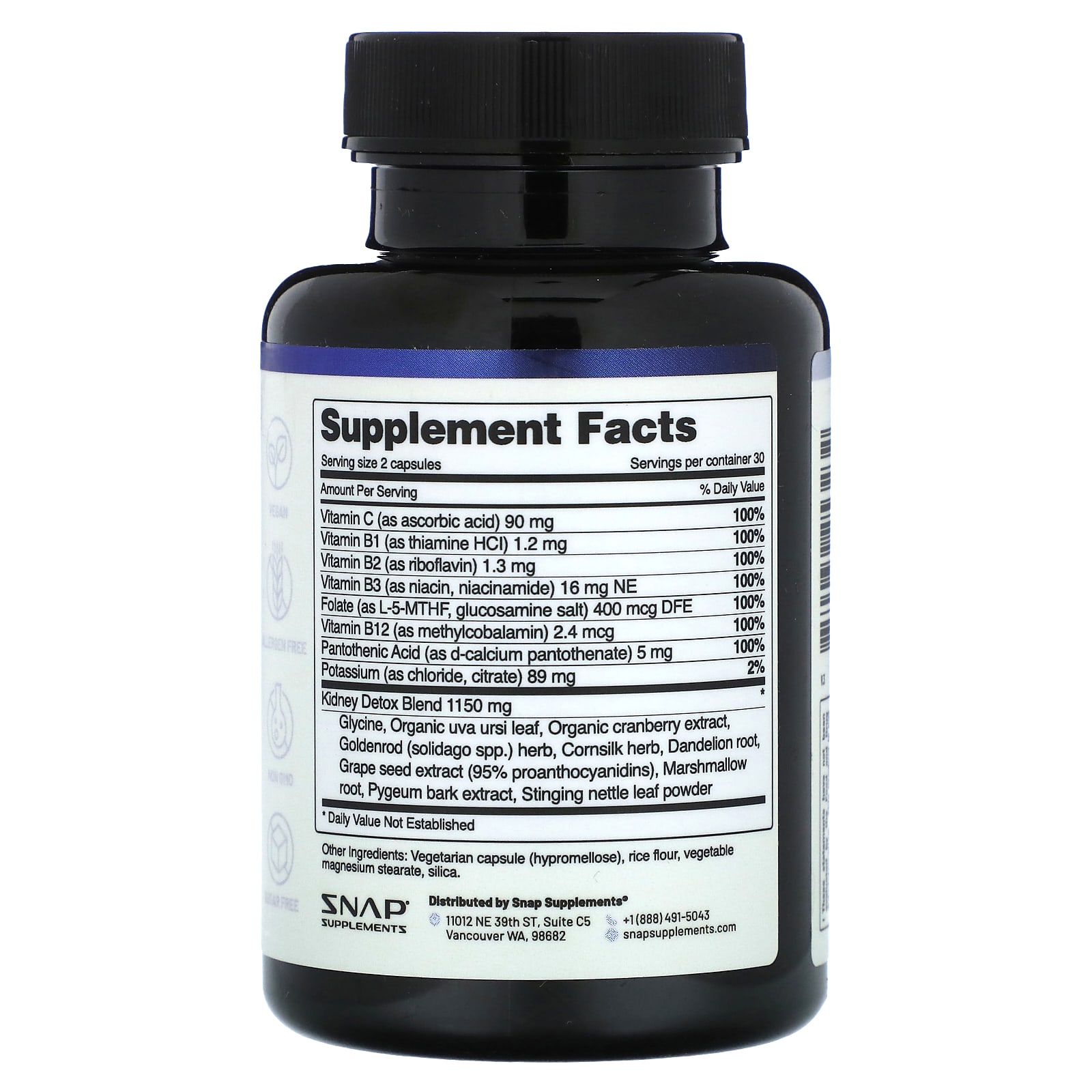 Snap Supplements, Kidney Health, 60 Capsules