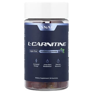Snap Supplements, l-카르니틴 구미젤리, 블루베리, 무설탕, 구미젤리 60개(구미젤리 1개당 250mg)
