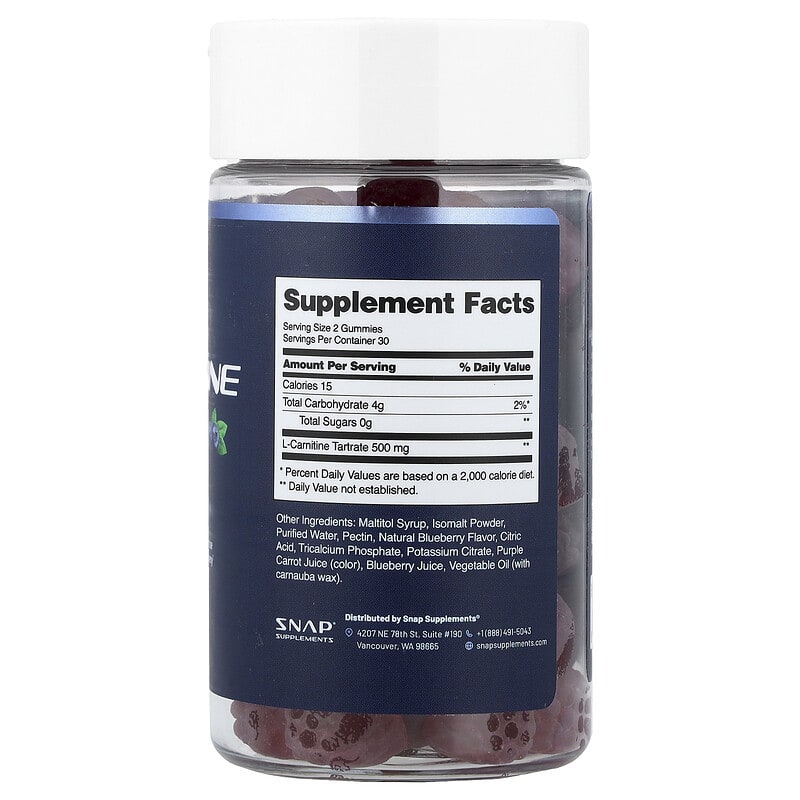 L-Carnitine Gummies, Blueberry, Sugar Free, 60 Gummies (250 mg per Gummy)