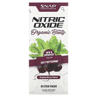 Snap Supplements, Nitric Oxide, Organic Beets, Original Berry, 10 Stick Packs, 0.29 oz (8.2 g) Each