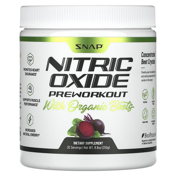 Snap Supplements, Nitric Oxide Preworkout with Organic Beets, 8.8 oz ...
