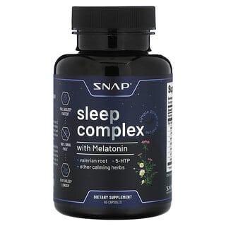 Snap Supplements, メラトニン配合スリープコンプレックス、60粒