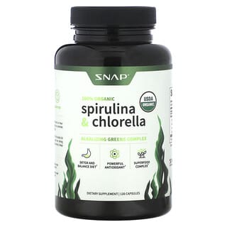 Snap Supplements, Органическая спирулина и хлорелла, 120 капсул