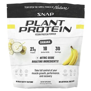 Snap Supplements‏, חלבון צמחי, אבקת חלבון טבעוני, בננה, 853 גרם