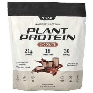 Snap Supplements, Növényi fehérje, vegán fehérjepor, csokoládé, 939 g