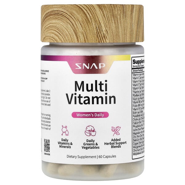 Snap Supplements, Denný multivitamín pre ženy, 60 kapsúl