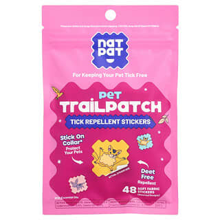 The Natural Patch, Pet TrailPatch, Tick Repellent Stickers, 48 Soft Fabric Stickers