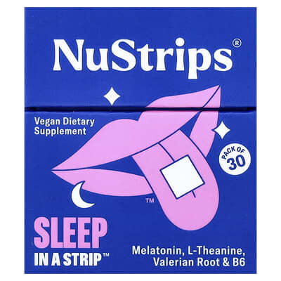 NuStrips, Sleep In A Strip™, Dreamy Blueberry Flavor, 30 Tablets
