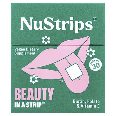 NuStrips, Beauty In A Strip™, Sweet Strawberry Flavor, 30 Tablets