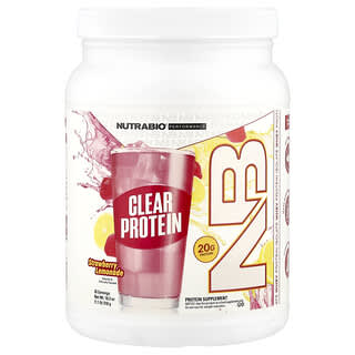 NutraBio, Clear Protein Powder, Whey Protein Isolate, Strawberry Lemonade, 1.2 lb (518 g)