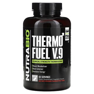 NutraBio, ThermoFuel V.9 pour hommes, 180 capsules