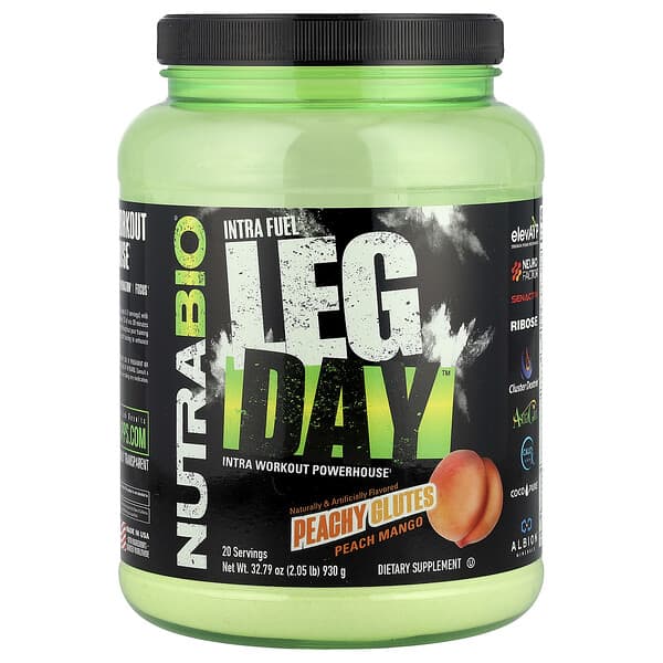 NutraBio Intra Fuel Leg Day™, Peachy Glutes Peach Mango, 2.05 lb (930 g)