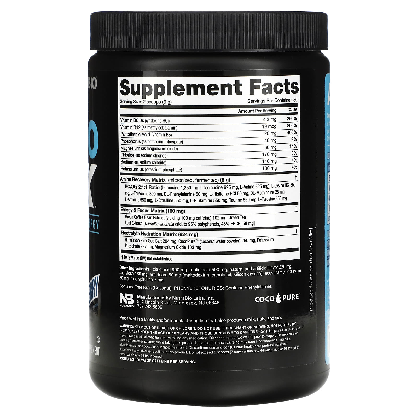 Nutrabio Labs, Amino Kick, Blue Raspberry, 0.59 lb (269 g)