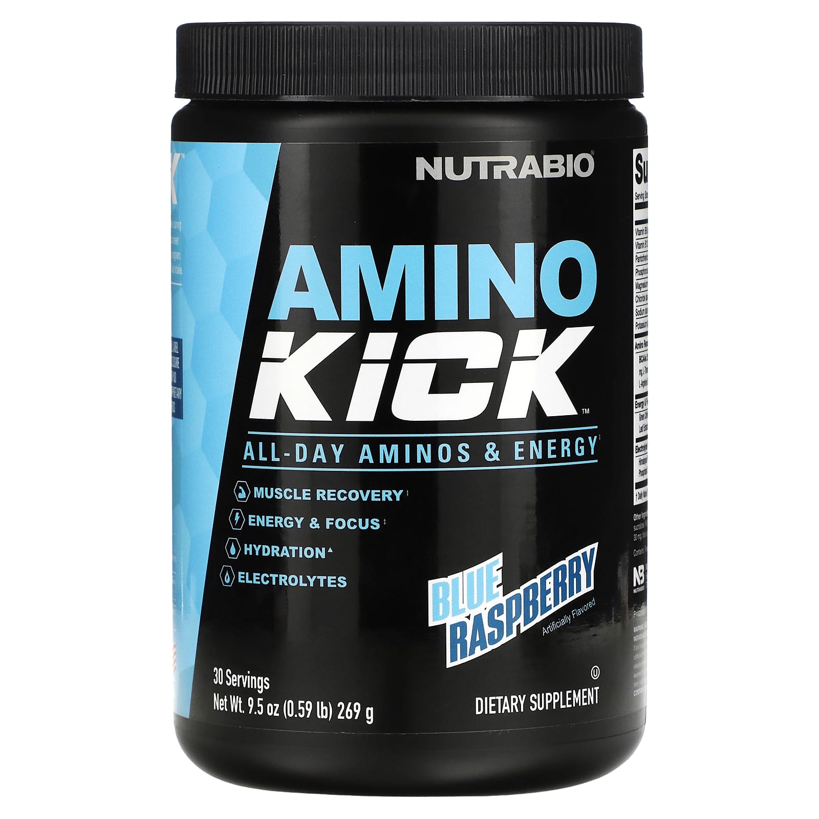 Nutrabio Labs, Amino Kick, Blue Raspberry, 0.59 lb (269 g)