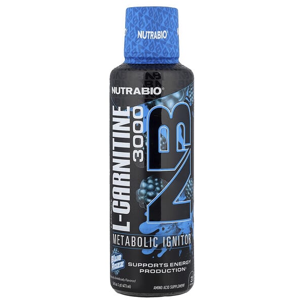 NutraBio, LeanShots L-Carnitine 3000, Blue Razz, 16 fl oz (473 ml) — product photo 1