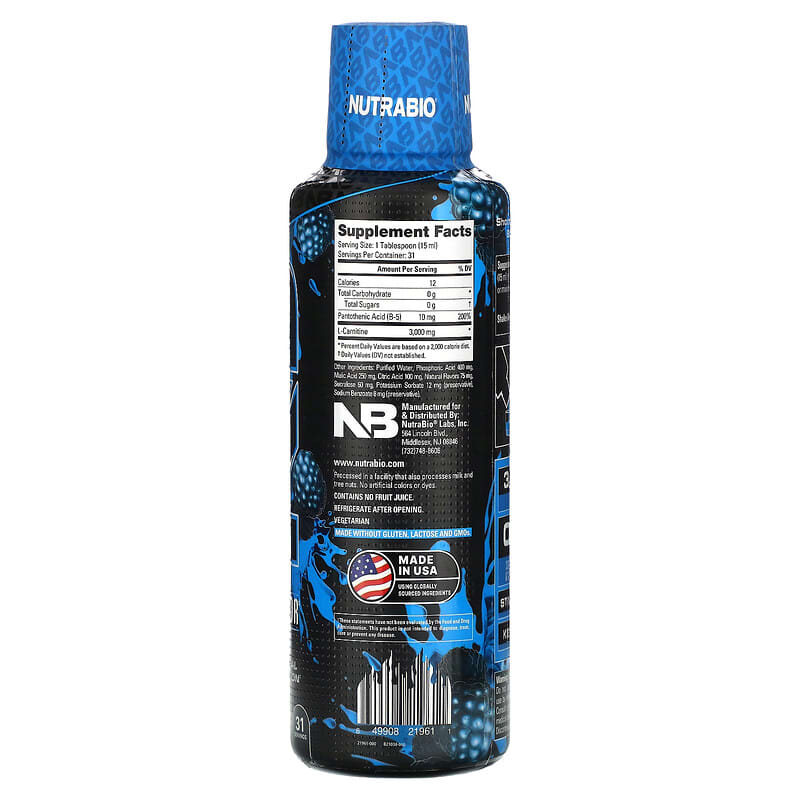 LeanShots L-Carnitine 3000, Blue Razz, 16 fl oz (473 ml)