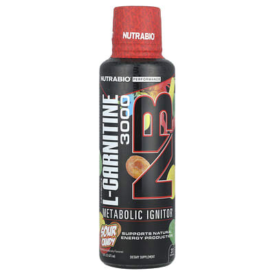 NutraBio, Lean Shots L-Carnitine 3000, Sour Candy Flavor, 16 fl oz (473 ml)