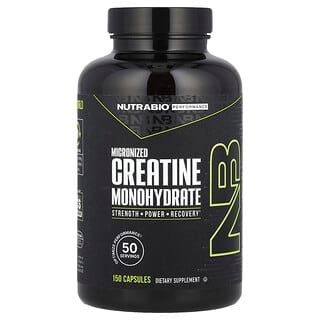 NutraBio, Performance, Micronized Creatine Monohydrate, 2,500 mg, 150 Capsules (833 mg per Capsule)