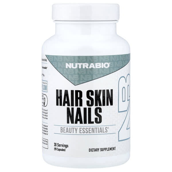NutraBio, 모발 피부 손발톱, 캡슐 90정