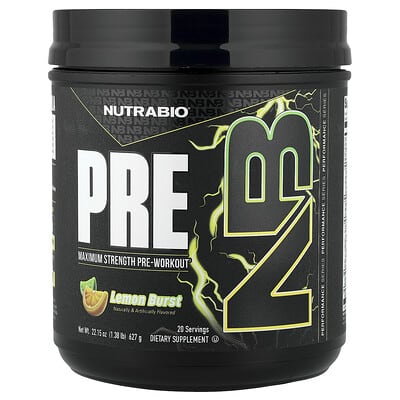 NutraBio, Pre-Workout, Lemon Burst, 1.38 lbs (627 g)