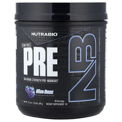 NutraBio, Pre-Workout, Cruelty-Free, Blueberry Bubblegum Flavor, 1.34 lbs (609 g)