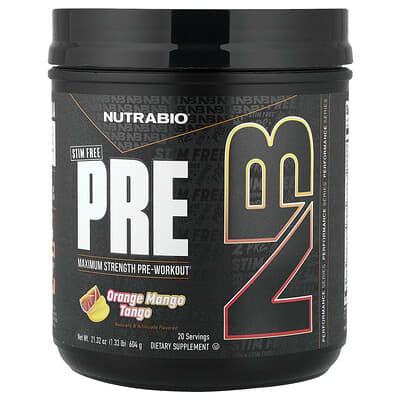 NutraBio, Pre-Workout, Cruelty-Free, Orange Mango Tango, 1.33 lbs (604 g)