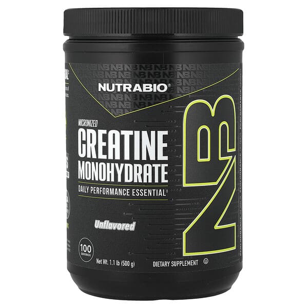 NutraBio, Micronized Creatine Monohydrate, Unflavored, 1.1 lb (500 g)