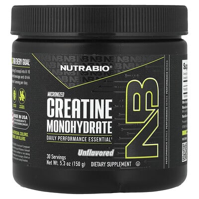 Nutrabio Labs, Créatine monohydrate micronisée en poudre, Non aromatisée, 150 g