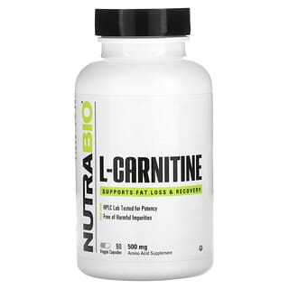 NutraBio, L-carnitina, 500 mg, 90 cápsulas vegetales