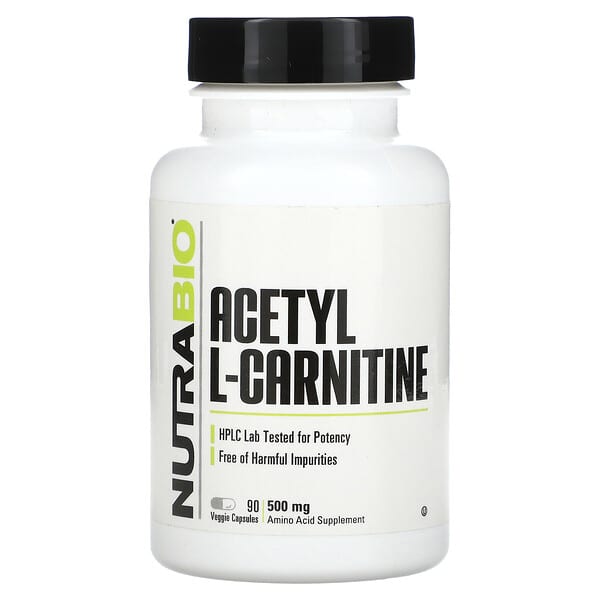 NutraBio, Acetyl LCarnitine, 500 mg, 90 Veggie Capsules