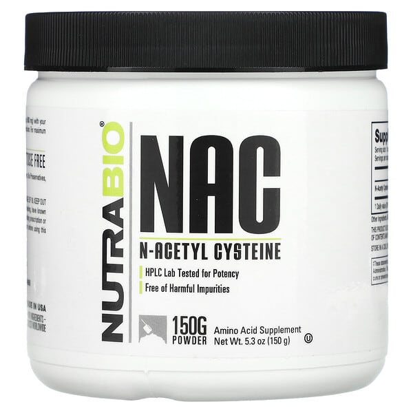 NutraBio, NAC，N-乙醯半胱氨酸，5.3 盎司（150 克）