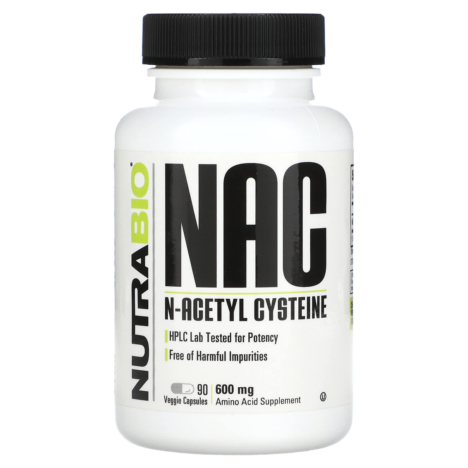 Nutrabio Labs, NAC N-acétylcystéine, 600 Mg, 90 Capsules Végétariennes