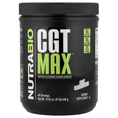 NutraBio, CGT MAX™, Unflavored, 0.97 lb (440 g)