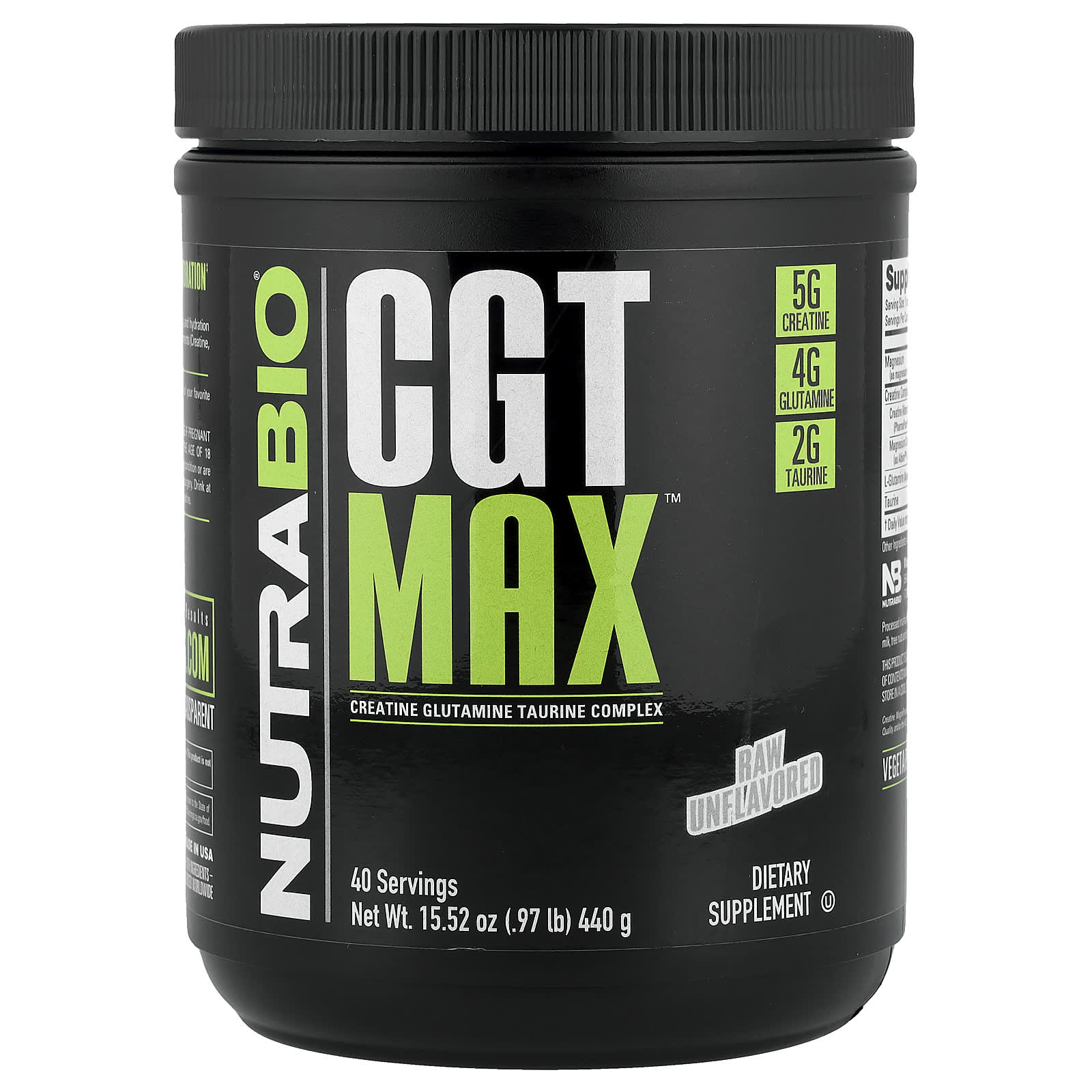 NutraBio, CGT MAX™, необработанный без добавок, 440 г (0,97 фунта)