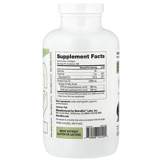 NutraBio, Aceite de pescado con omega-3, 400 cápsulas blandas (1000 mg por cápsula blanda)