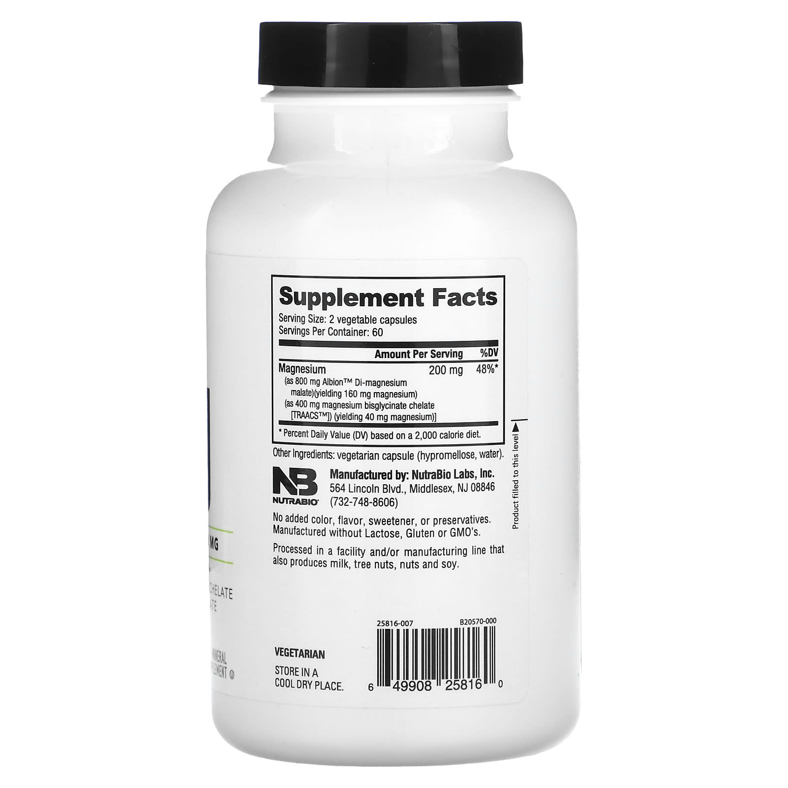NutraBio Mg Magnesium 200 Mg 120 Capsules 100 Mg Per Capsule nutrabio-mg-magnesium-200-mg-120-capsules-100-mg-per-capsule