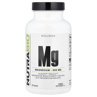 NutraBio, Magnésium Mg, 120 capsules (100 mg pièce)