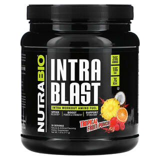 NutraBio, Intra Blast，Intra 氨基酸運動飲品，熱帶混合水果味，1.6 磅（717 克）