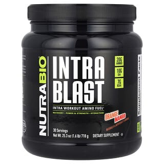 NutraBio, Intra Blast, Combustible muscular intraentrenamiento, Naranja y mango, 724 g (1,6 lb)