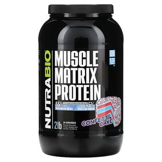 NutraBio, Proteína de matriz muscular, Pastel de confeti`` 907 g (2 lb)