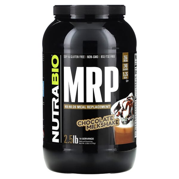 NutraBio MRP 40:40:20 Meal Replacement, Chocolate Milkshake, 2.5 lb (1,115 g)