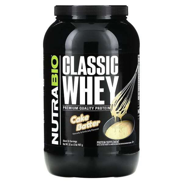 NutraBio, 클래식 유청 단백질, 케이크 반죽, 907g(2lb)
